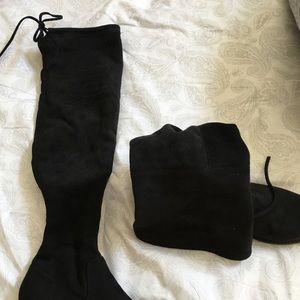 Over the knee black boots